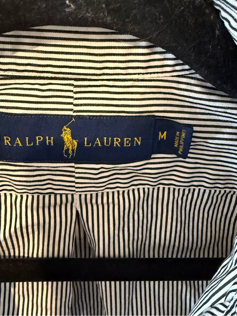 Ralph Lauren Men’s Blue/White Stripe Button-Down Shirt Medium Preppy Business - Picture 4 of 7